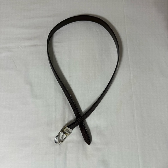 LAUREN RALPH LAUREN Brown Alligator Crocodile Print Dress Belt Leather Preppy - Picture 7 of 7